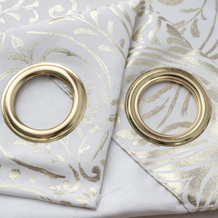 RT Designer Collection Helena Halo Foil Blackout Luxurious Decorative Grommet Curtain Panel 54" x 90" White