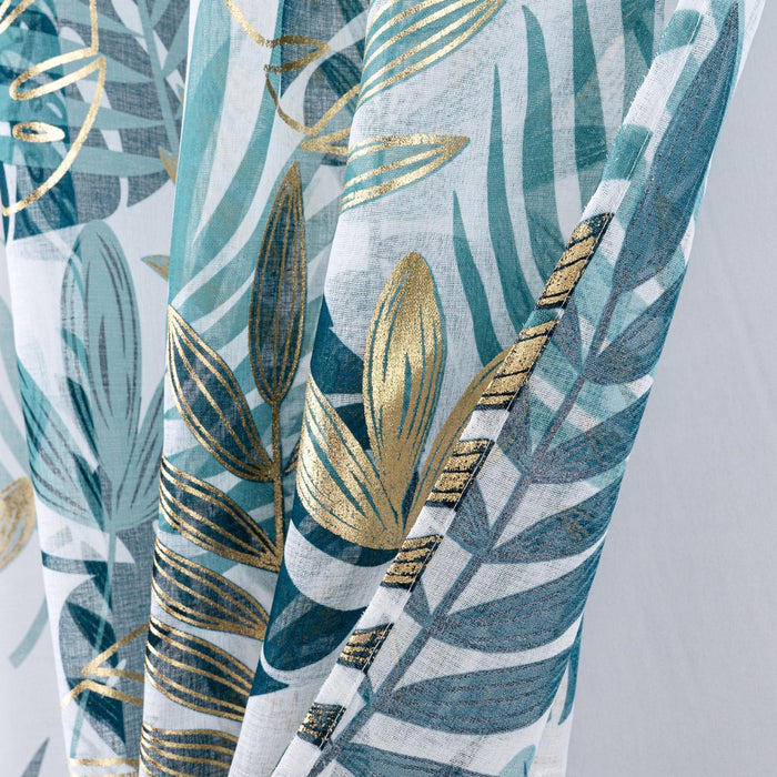 RT Designer Collection Fern Foil Printed Doily Luxurious Decorative Grommet Curtain Panel 54" x 90" Green