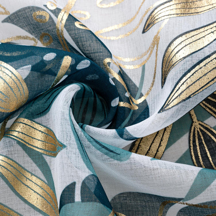 RT Designer Collection Fern Foil Printed Doily Luxurious Decorative Grommet Curtain Panel 54" x 90" Green