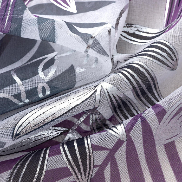 RT Designer Collection Fern Foil Printed Doily Luxurious Decorative Grommet Curtain Panel 54" x 90" Lilac