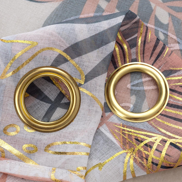 RT Designer Collection Fern Foil Printed Doily Luxurious Decorative Grommet Curtain Panel 54" x 90" Peach