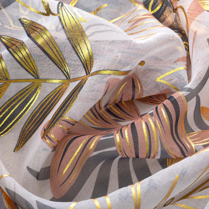 RT Designer Collection Fern Foil Printed Doily Luxurious Decorative Grommet Curtain Panel 54" x 90" Peach