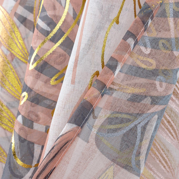 RT Designer Collection Fern Foil Printed Doily Luxurious Decorative Grommet Curtain Panel 54" x 90" Peach