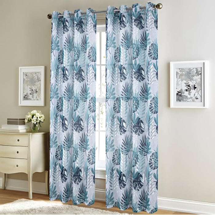 RT Designer Collection Fern Foil Printed Doily Luxurious Decorative Grommet Curtain Panel 54" x 90" Wedge