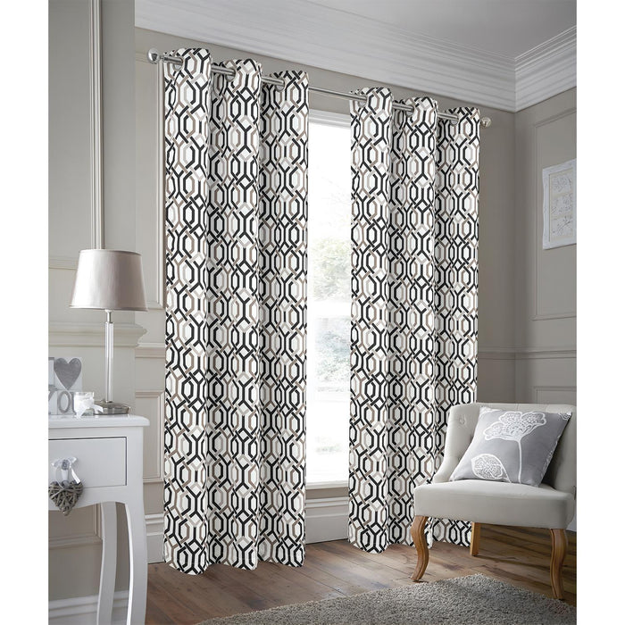 RT Designer Collection Rory Printed Blackout Luxurious Decorative Grommet Curtain Panel Black