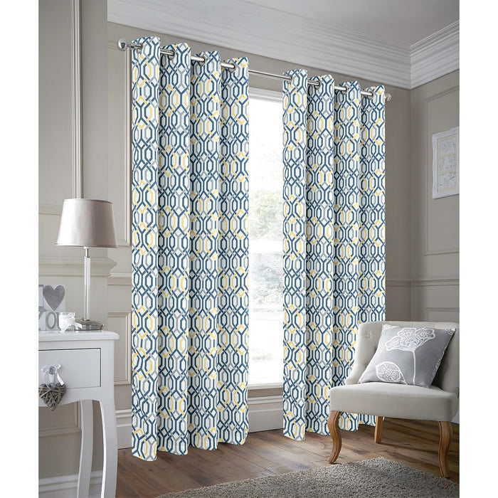 RT Designer Collection Rory Printed Blackout Luxurious Decorative Grommet Curtain Panel Yellow