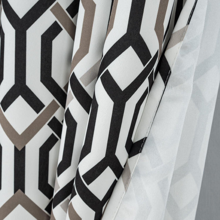 RT Designer Collection Rory Printed Blackout Luxurious Decorative Grommet Curtain Panel Black