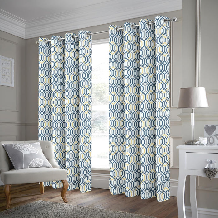 RT Designer Collection Rory Printed Blackout Luxurious Decorative Grommet Curtain Panel Yellow