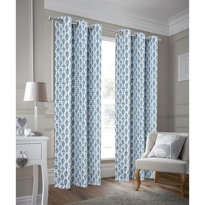 RT Designer Collection Justice Printed Blackout Luxurious Decorative Grommet Curtain Panel Blue