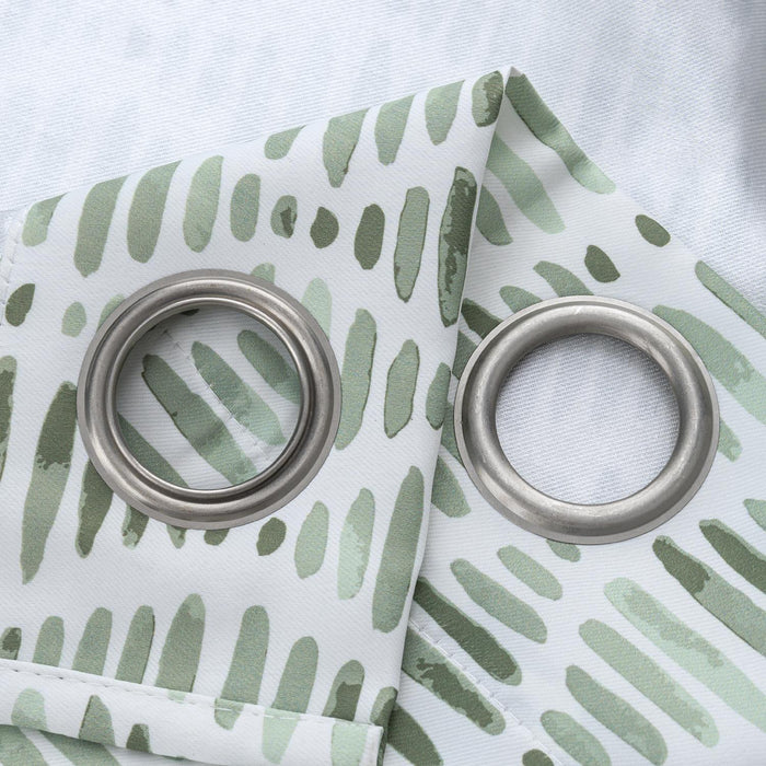 RT Designer Collection Justice Printed Blackout Luxurious Decorative Grommet Curtain Panel Sage