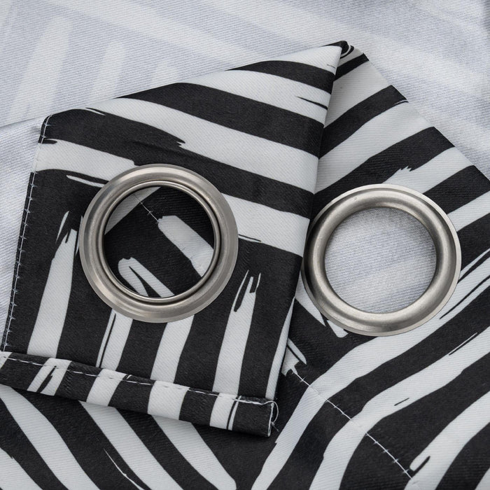 RT Designer Collection Ashton Printed Blackout Luxurious Decorative Grommet Curtain Panel 54" x 84" Black