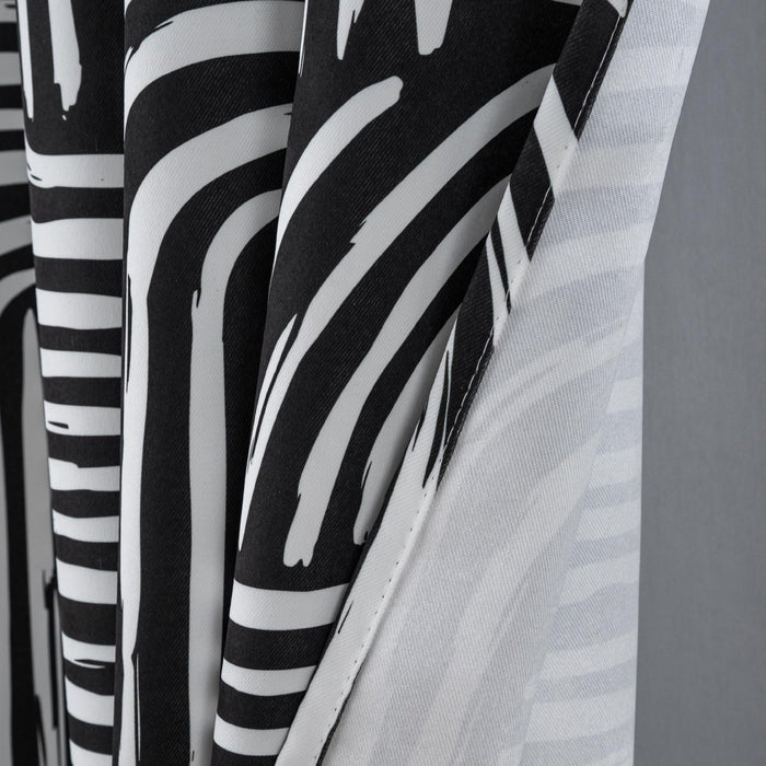 RT Designer Collection Ashton Printed Blackout Luxurious Decorative Grommet Curtain Panel 54" x 84" Black