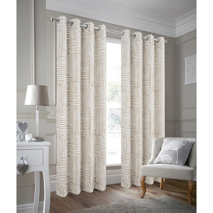 RT Designer Collection Ashton Printed Blackout Luxurious Decorative Grommet Curtain Panel 54" x 84" Taupe