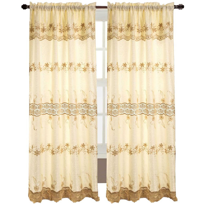 RT Designers Collection Alisa Macrame Rod Pocket Window Room Darkening Panel 54" x 84" Beige