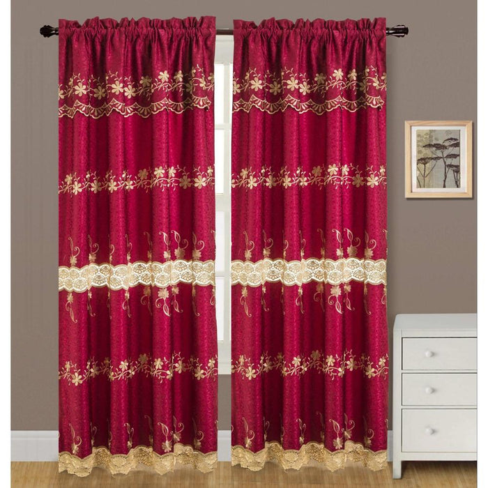 RT Designers Collection Alisa Macrame Rod Pocket Window Room Darkening Panel 54" x 84" Burgundy