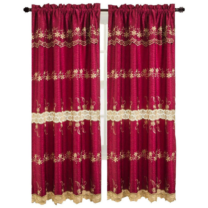 RT Designers Collection Alisa Macrame Rod Pocket Window Room Darkening Panel 54" x 84" Burgundy