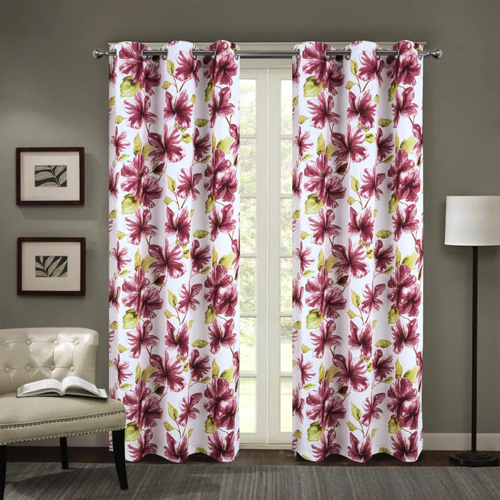 RT Designer Collection April Printed Blackout Luxurious Decorative Grommet Curtain Panel 54" x 84" Burgundy