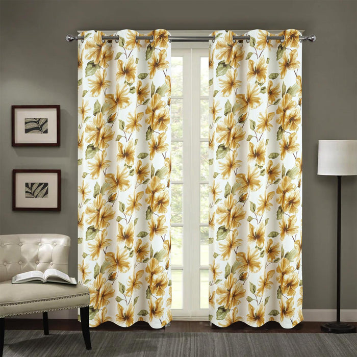 RT Designer Collection April Printed Blackout Luxurious Decorative Grommet Curtain Panel 54" x 84" Gold