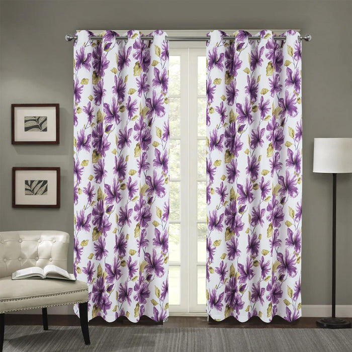 RT Designer Collection April Printed Blackout Luxurious Decorative Grommet Curtain Panel 54" x 84" Lilac