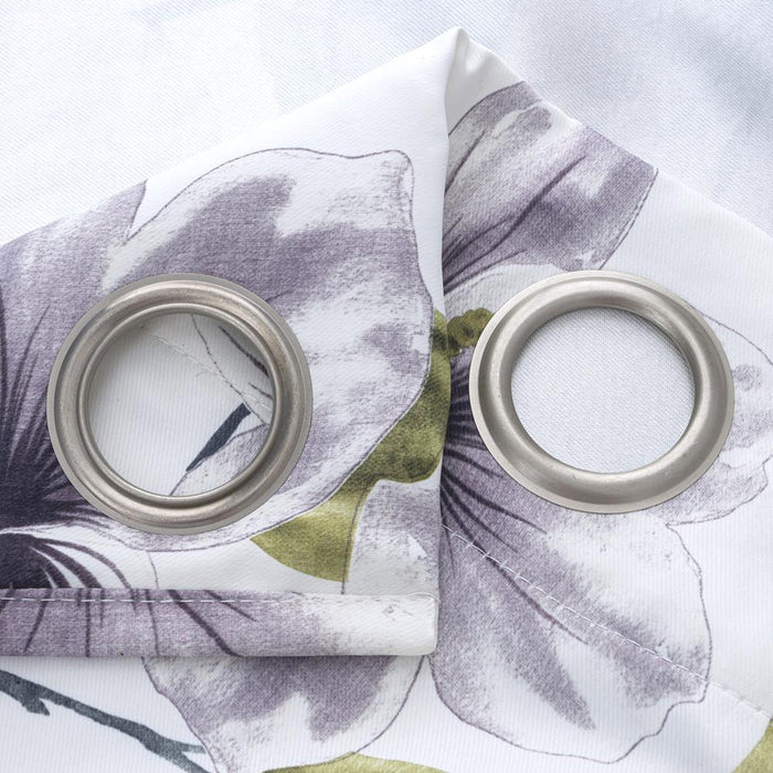 RT Designers Collection April Floral Nature Printed 2 Pieces Blackout Grommet Panel Pair 36" x 84" Silver