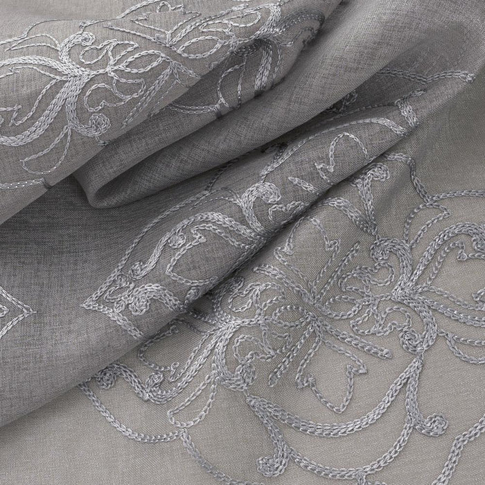 RT Designers Collection Andrea Emb Metallic Doily Rod Pocket Room Darkening Curtain Panels for Bedroom 54" x 95" Charcoal