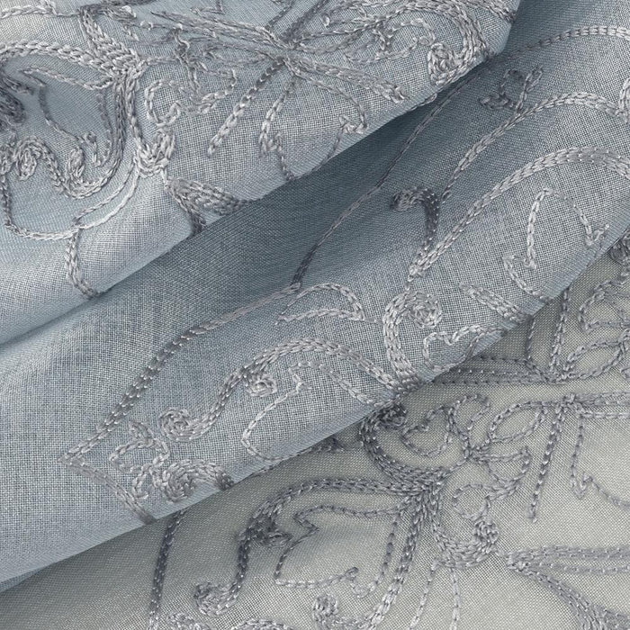 RT Designers Collection Andrea Emb Metallic Doily Rod Pocket Room Darkening Curtain Panels for Bedroom 54" x 95" Silver