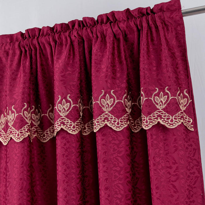 RT Designer Collection Alice Macrame Luxurious Decorative Rod Pocket Curtain Panel 54" x 84" Burg