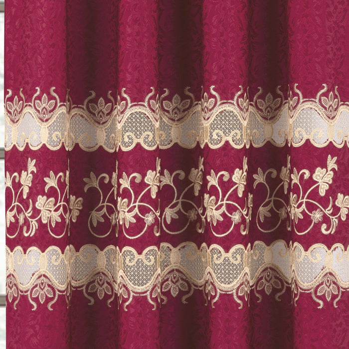 RT Designer Collection Alice Macrame Luxurious Decorative Rod Pocket Curtain Panel 54" x 84" Burg
