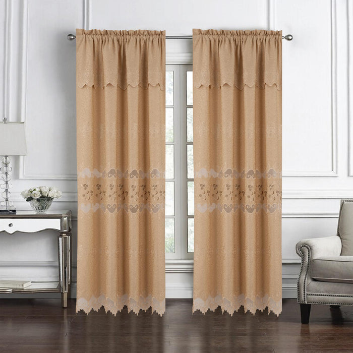 RT Designer Collection Alice Macrame Luxurious Decorative Rod Pocket Curtain Panel 54" x 84" Gold