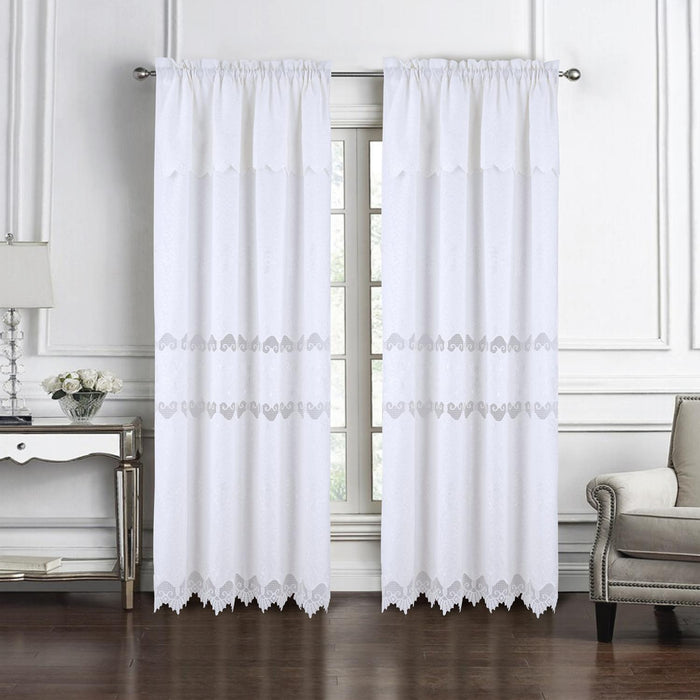 RT Designer Collection Alice Macrame Luxurious Decorative Rod Pocket Curtain Panel 54" x 84" White