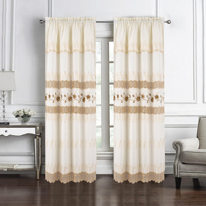 RT Designer Collection Antonia Macrame Luxurious Decorative Rod Pocket Curtain Panel 54" x 84" Beige