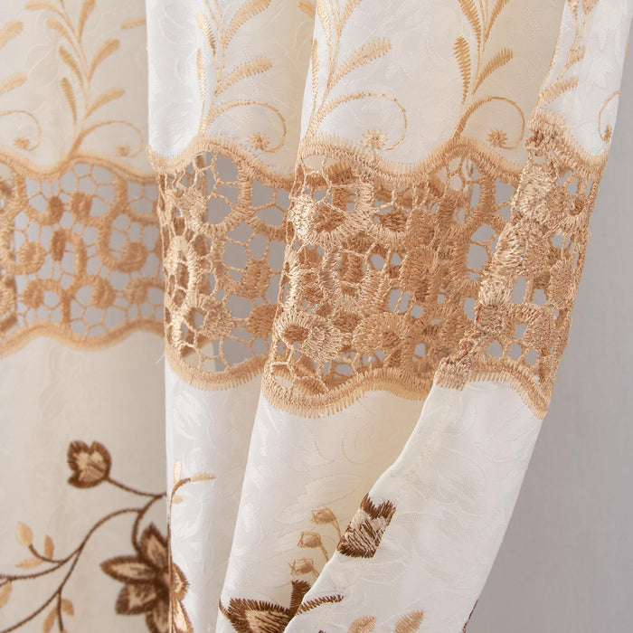 RT Designer Collection Antonia Macrame Luxurious Decorative Rod Pocket Curtain Panel 54" x 84" Beige