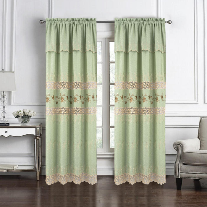 RT Designer Collection Antonia Macrame Luxurious Decorative Rod Pocket Curtain Panel 54" x 84" Sage