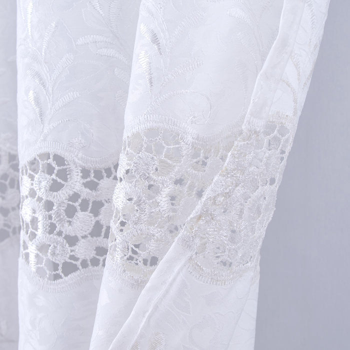 RT Designer Collection Antonia Macrame Luxurious Decorative Rod Pocket Curtain Panel 54" x 84" White