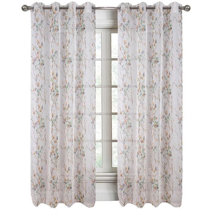 RT Designers Collection Amelia Printed Doily Grommet Light Filtering Curtain Panels for Bedroom Sage