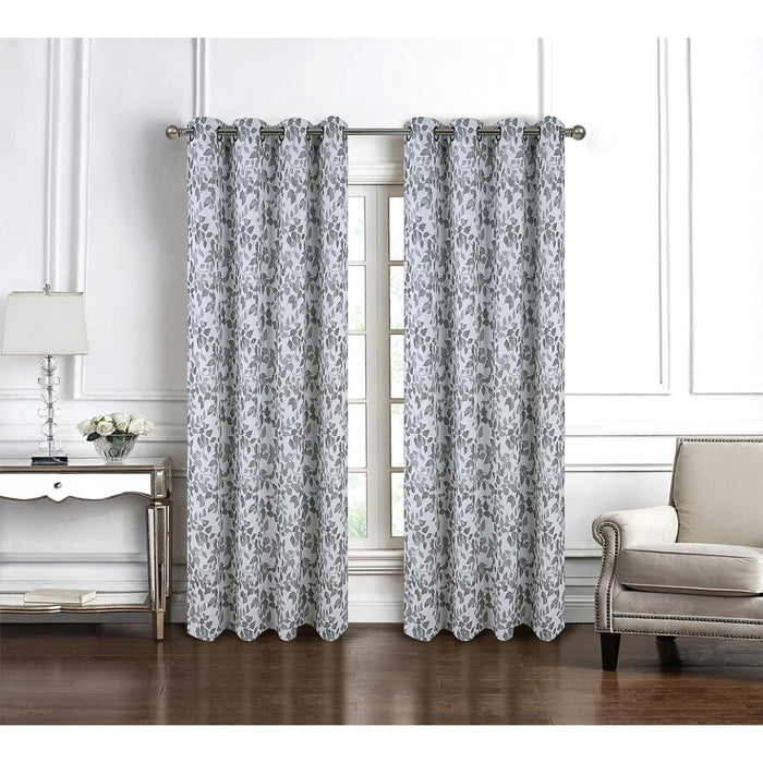 RT Designer Collection Brent Jacquard Luxurious Decorative Grommet Curtain Panel 54" x 84" Silver