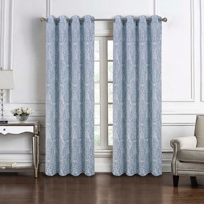 RT Designers Collection Bridgeport Jacquard High Quality Light Filtering Grommet Curtain Panel 54" x 90" Blue