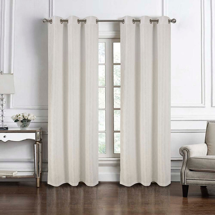 RT Designers Collection Brookfield Jacquard High Quality Light Filtering Grommet Curtain Panel White