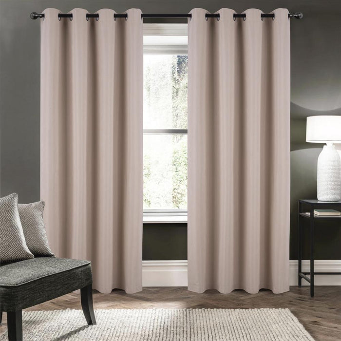 RT Designers Collection Barron Two Pack Premium Grommet Curtain Panel 54" x 84" Beige