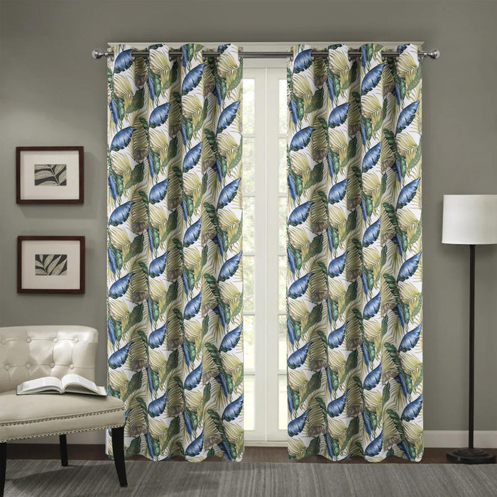 RT Designer Collection Brazil Printed Blackout Luxurious Decorative Grommet Curtain Panel 54" x 90" Blue