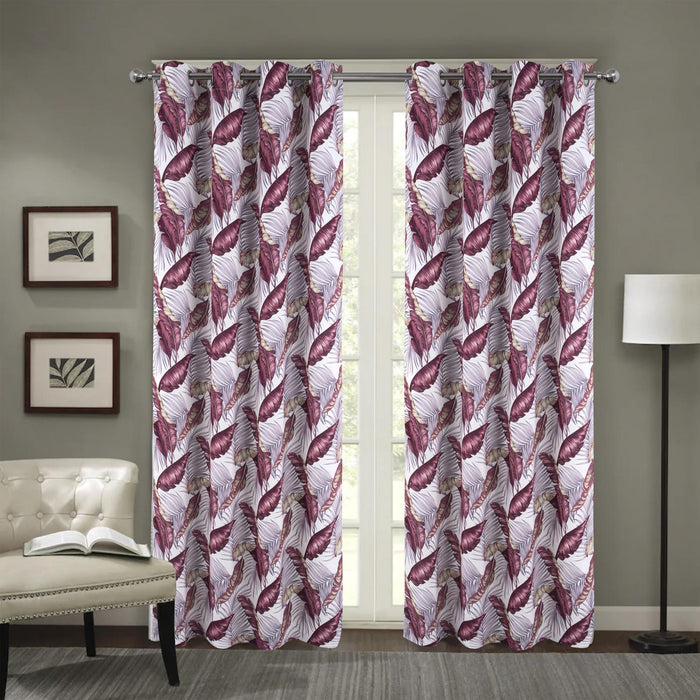 RT Designer Collection Brazil Printed Blackout Luxurious Decorative Grommet Curtain Panel 54" x 90" Burgundy