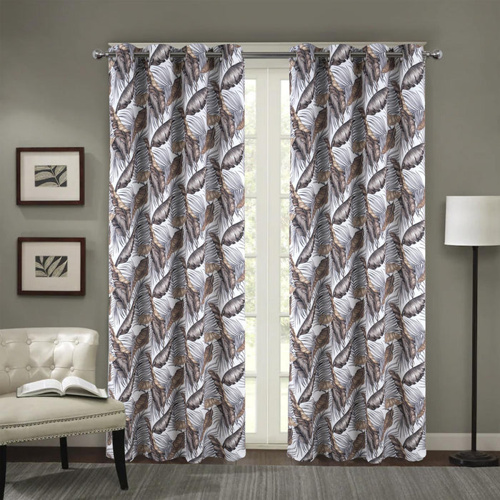 RT Designer Collection Brazil Printed Blackout Luxurious Decorative Grommet Curtain Panel 54" x 90" Taupe