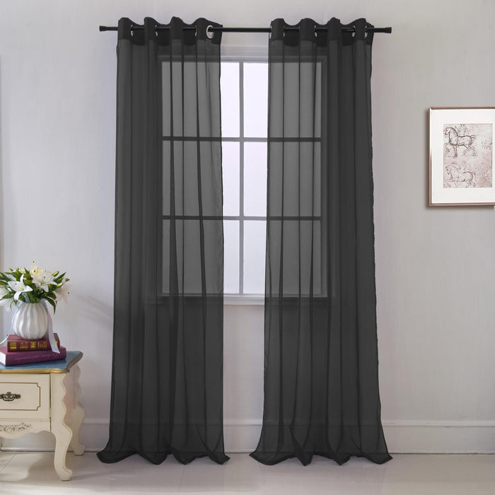 RT Designers Collection Cara Grommet Curtain Panel for Windows 54" x 84" Black