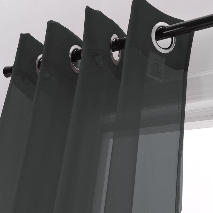 RT Designers Collection Cara Grommet Curtain Panel for Windows 54" x 84" Black
