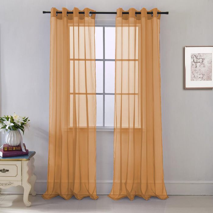 RT Designers Collection Cara Grommet Curtain Panel for Windows 54" x 84" Neon Orange