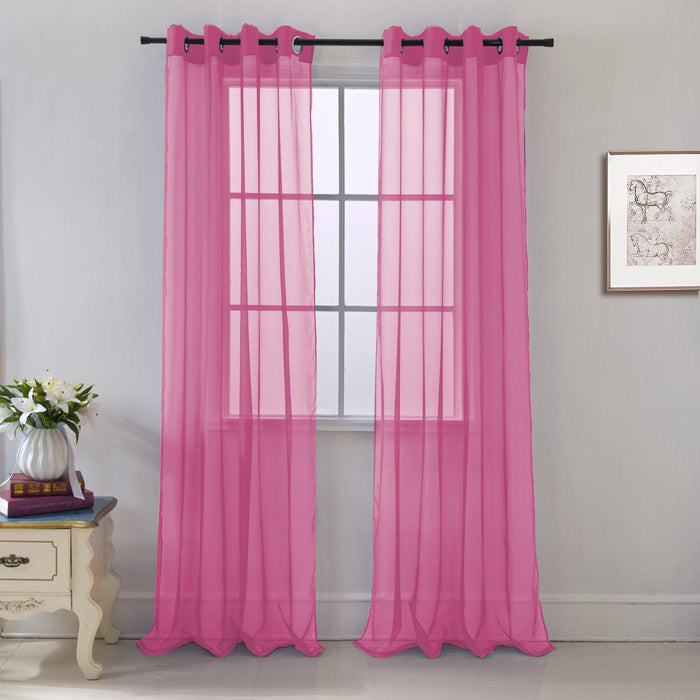 RT Designers Collection Cara Grommet Curtain Panel for Windows 54" x 84" Neon Pink
