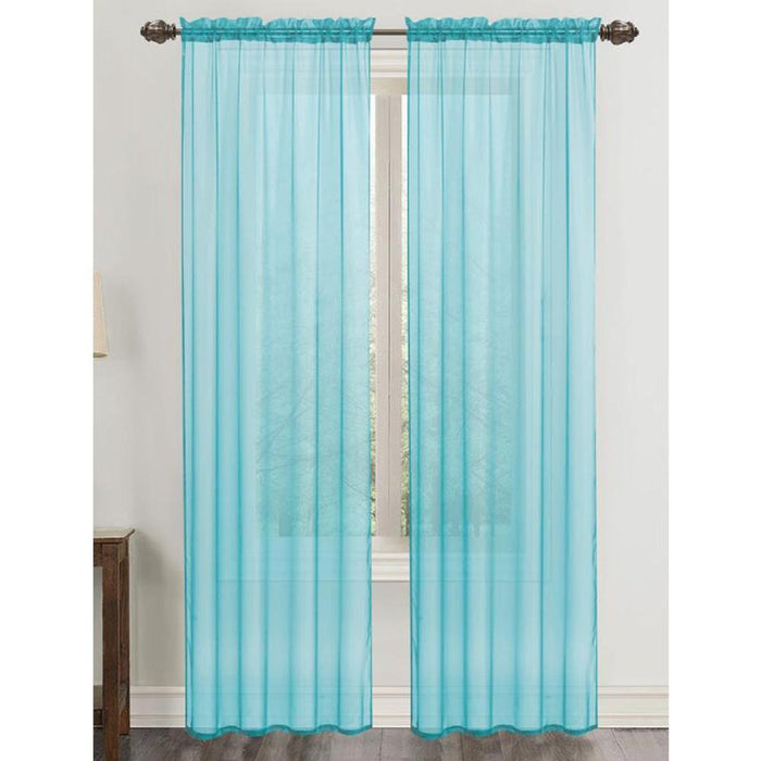 Celine Sheer 55 x 90 in. Rod Pocket Curtain Panel Aqua