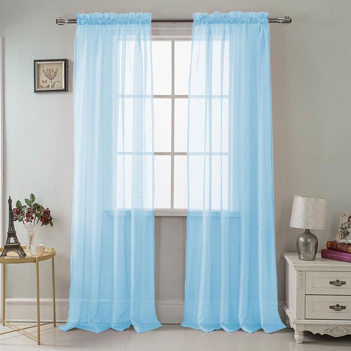 RT Designers Celine Sheer Rod Pocket Curtain Panel Pair - 55x90", Blue