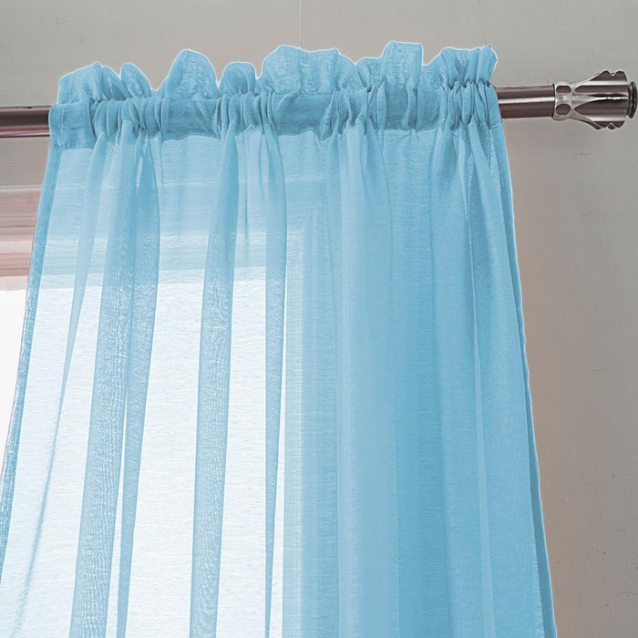 RT Designers Celine Sheer Rod Pocket Curtain Panel Pair - 55x90", Blue