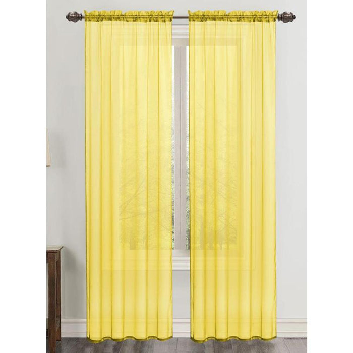 RT Designers Collection Celine Sheer 55 x 90 in. Rod Pocket Curtain Panel Neon Yellow